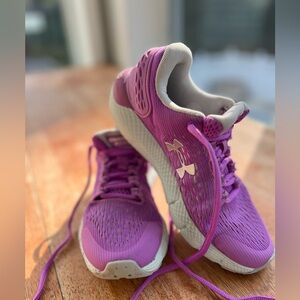 UA Charged Sneaker, Youth size 4, Color Purple.
